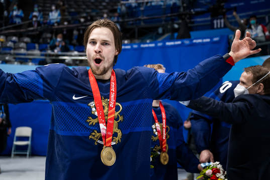 Mikko Lehtonen of Finland celebrates