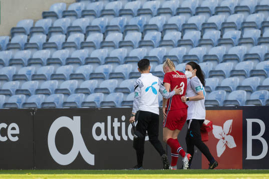 Maria Thorisdottir of Norway in pain