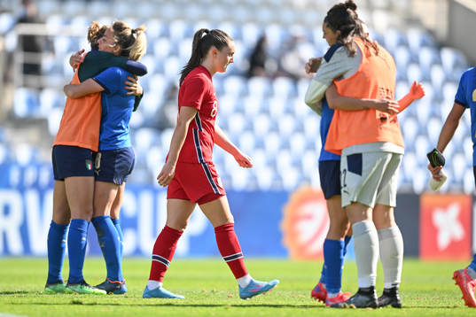 Vilde Bøe Risa of Norway looks dejected