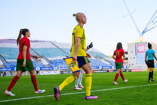 Caroline Seger of Sweden enters the pitch