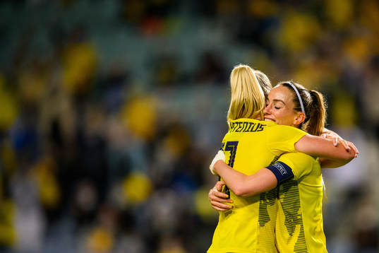 Kosovare Asllani of Sweden celebrates with Stina