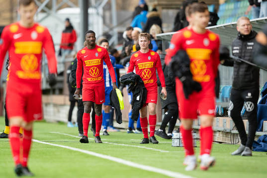 Landskronas Ousmane Diawara och Jesper Strid deppar