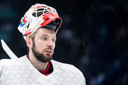 goaltender Ivan Fedotov of Russia in the men's ice hockey