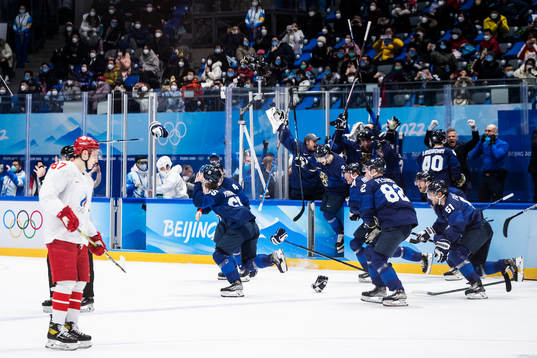 Players of Finland celebrate
