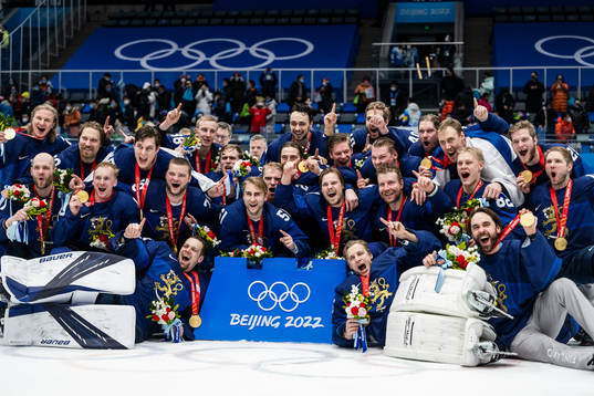 Players of Finland celebrate
