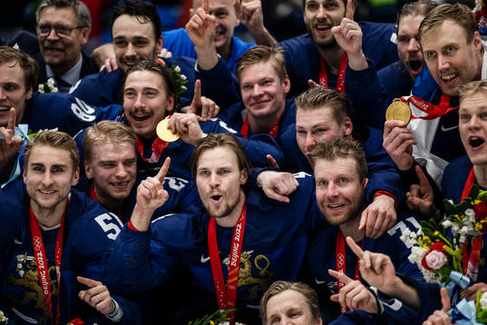 Players of Finland celebrate