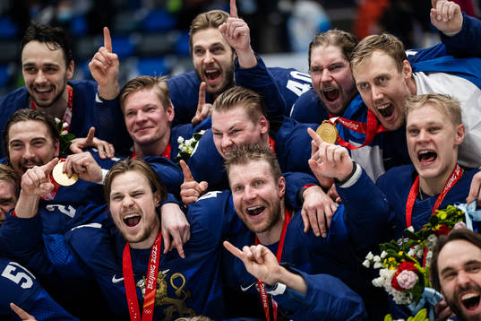 Players of Finland celebrate
