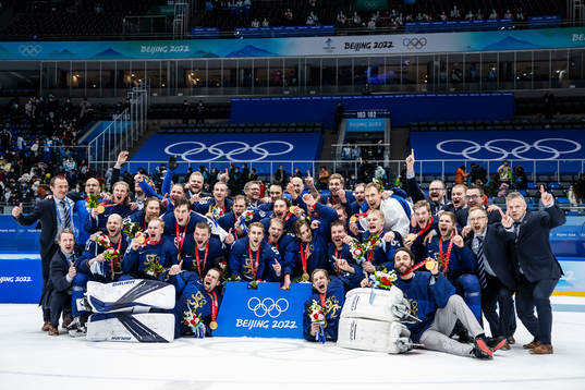 Players of Finland celebrate