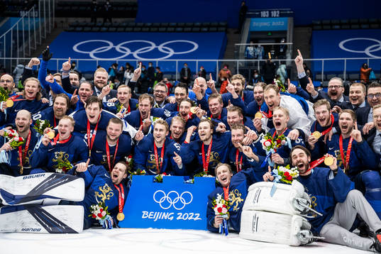 Players of Finland celebrate