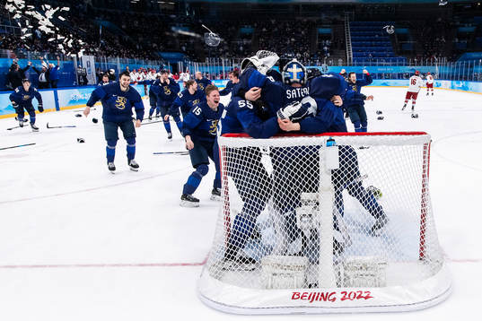 Players of Finland celebrate