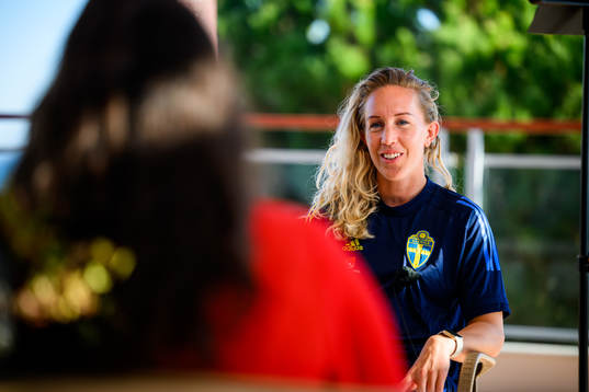 Julia Roddar is interviewed by the media