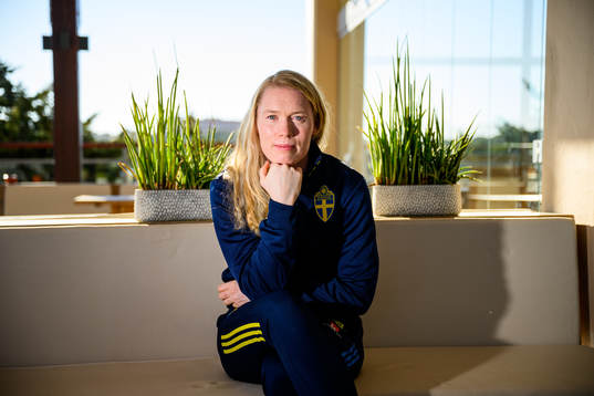 Goalkeeper Hedvig Lindahl pose for a portrait