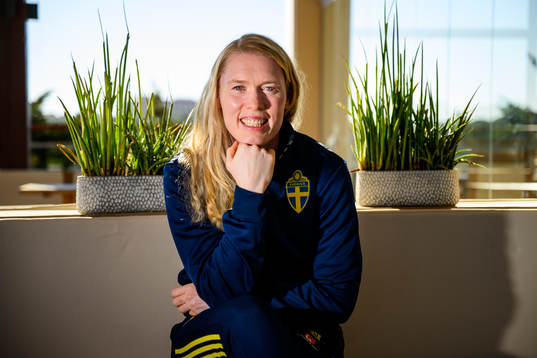 Goalkeeper Hedvig Lindahl pose for a portrait