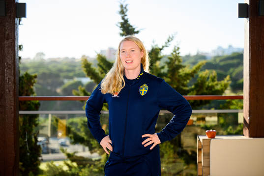 Goalkeeper Hedvig Lindahl pose for a portrait