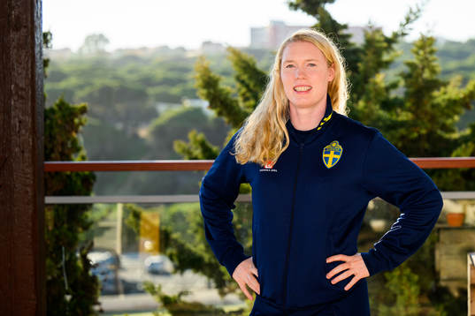 Goalkeeper Hedvig Lindahl pose for a portrait
