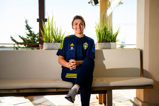 Goalkeeper Zecira Musovic pose for a portrait