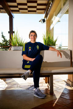 Goalkeeper Zecira Musovic pose for a portrait