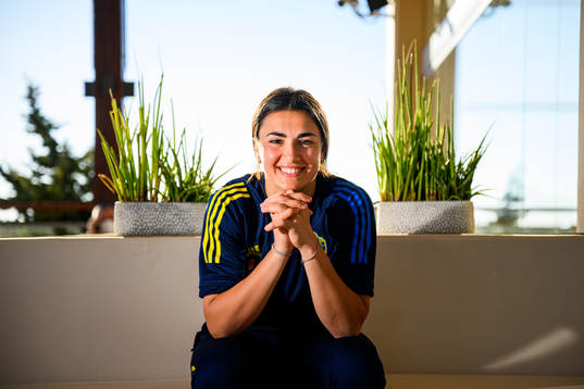 Goalkeeper Zecira Musovic pose for a portrait