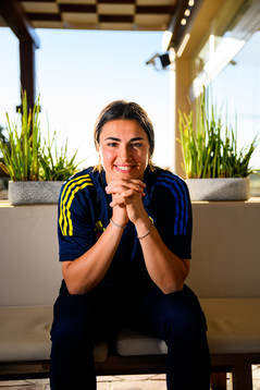 Goalkeeper Zecira Musovic pose for a portrait