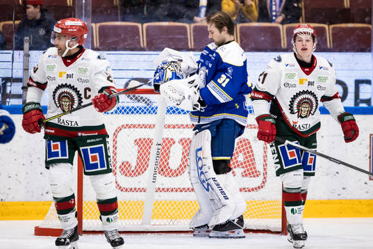 Frölundas Joel Lundqvist och Leksands målvakt Kasimir