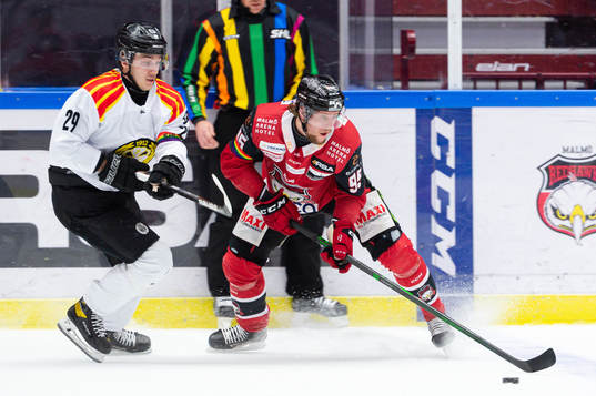 Brynäs Oscar Birgersson och Malmö Redhawks Carl Persson