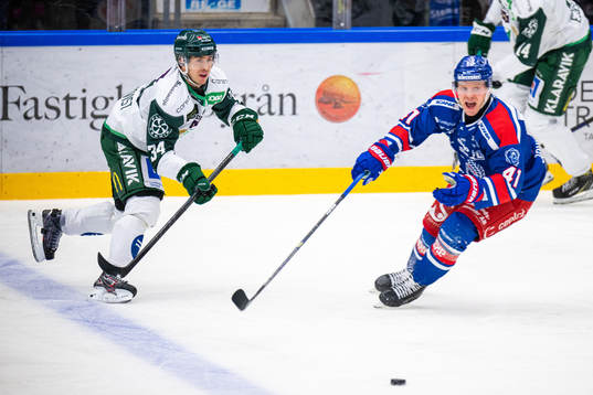 Färjestads Michael Lindqvist och Oskarshamns Johan Johnsson
