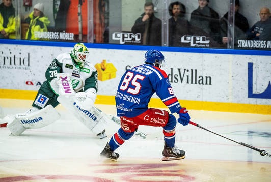 Färjestads målvakt Dominik Furch och Oskarshamns Daniel