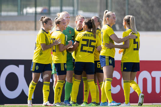 Players of Sweden celebrate