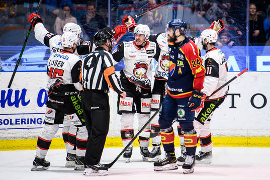 Malmö Redhawks spelare jublar