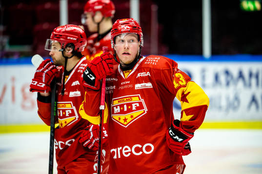 Malmö Redhawks Kalle Östman deppar med lagkamraterna