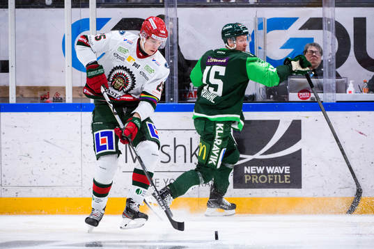 Frölundas Elmer Söderblom och Färjestads Gustav Rydahl