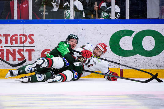Färjestads Gustav Rydahl och Frölundas Joel Lundqvist