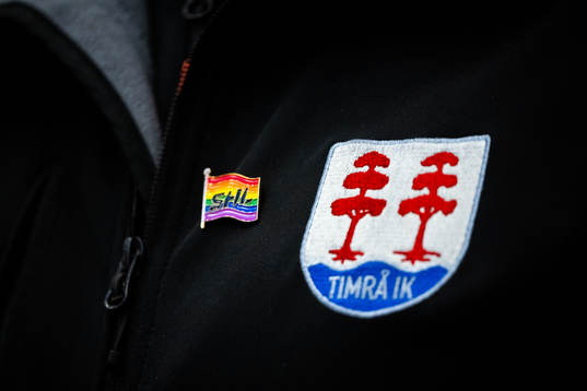 Timråsloggan med pridepin
