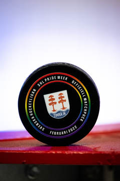 matchpuck i med prideloggan