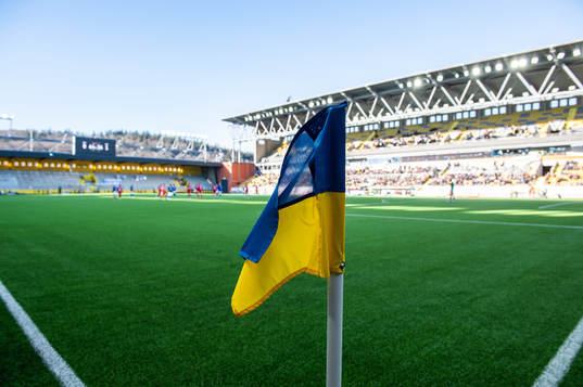 hörnflagga i blått och gult