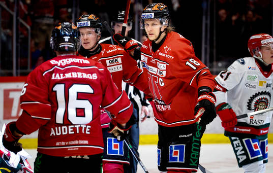Örebros Linus Öberg och Rodrigo Abols och Daniel Audette