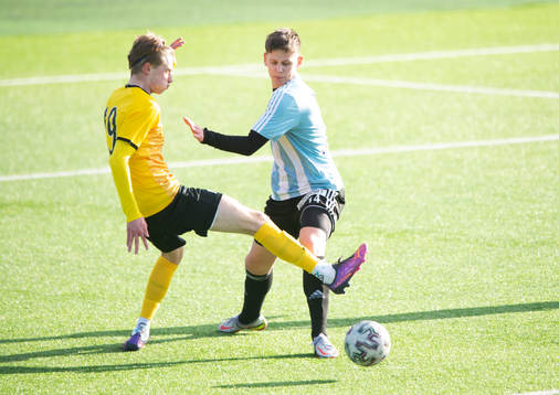 IFK Hässleholms Victor Ahlgren i träningsmatchen mellan