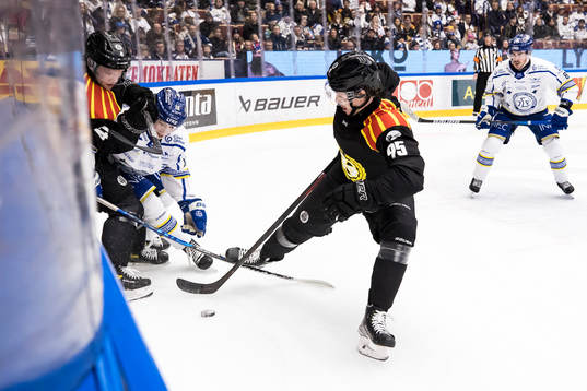 Brynäs Nick Olesen och Leksands Arvid Eljas och Brynäs