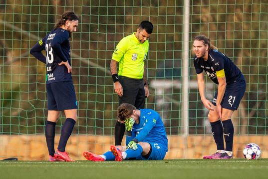 Ali Suljic, goalkeeper Kalle Joelsson and Charlie Weberg of