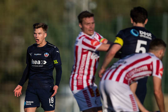 Lucas Lingman of Helsingborg reacts