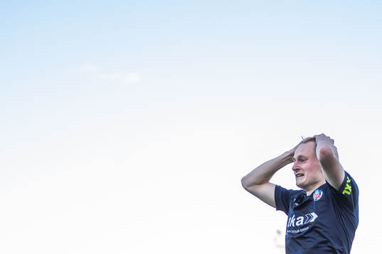 Rasmus Karjalainen of Helsingborg looks dejected