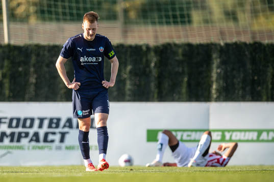 Rasmus Karjalainen of Helsingborg looks dejected