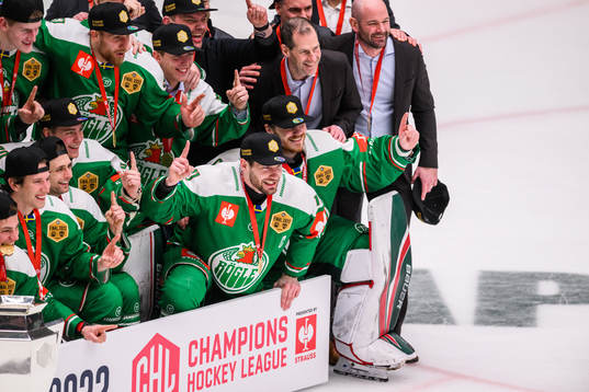 Mattias Sjögren of Rögle celebrates