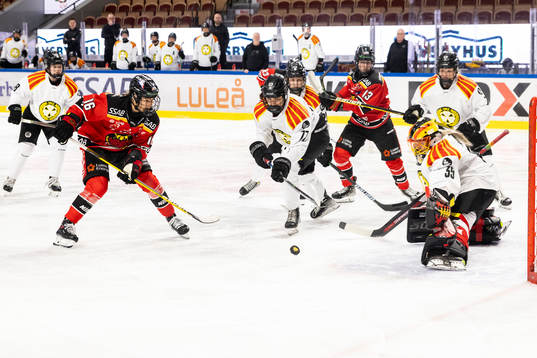 Luleås Petra Nieminen utmanar Brynäs målvakt Ellen