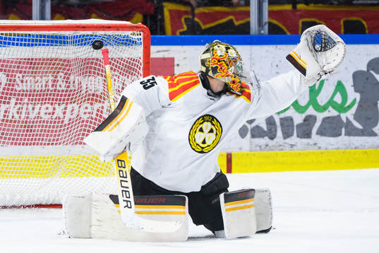 Luleås Jack Connolly (ej i bild) sätter 1-0 bakom Brynäs