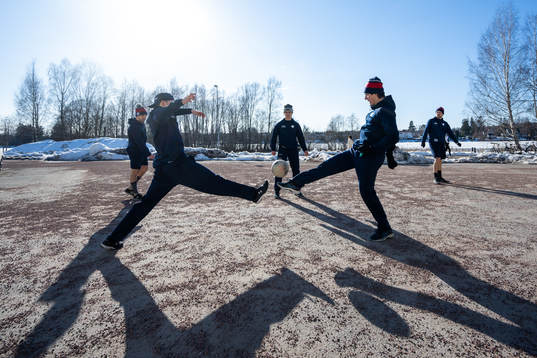 Linköpings spelare värmer upp