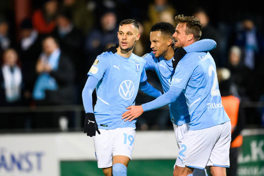 Malmö FFs Veljko Birmancevic, Martin Olsson och Eric