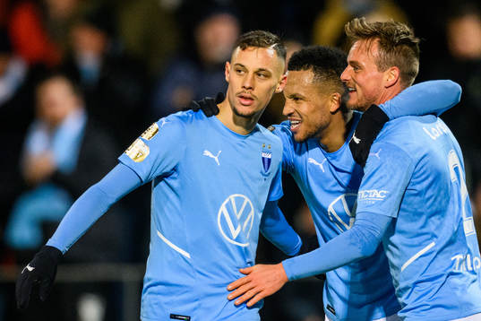 Malmö FFs Veljko Birmancevic, Martin Olsson och Eric