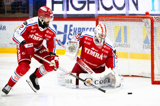 Timrås målvakt Jacob Johansson och Per Svensson