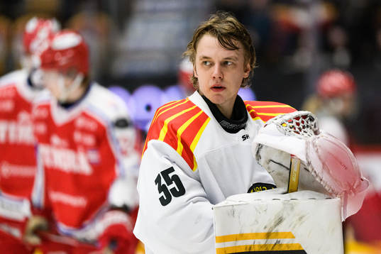Brynäs målvakt Veini Vehviläinen deppar